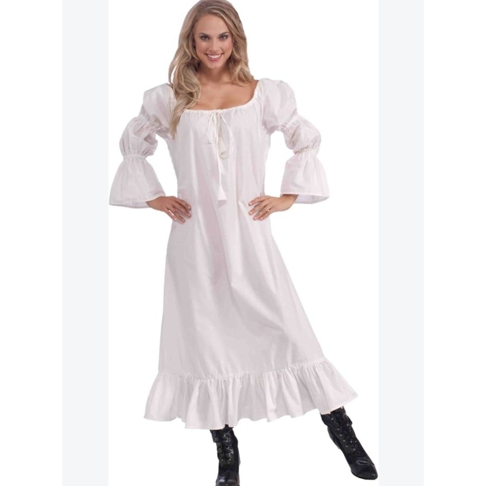 Rubies White Medieval Chemise Renaissance Peasant Dress One Size NEW